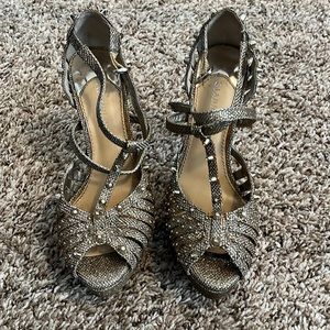 Gold heels with spike rhinestones